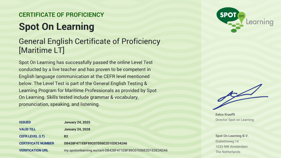 Spot On Learning Certificates
